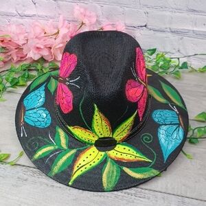 Hand Painted In Mexico Straw Hat NEW
